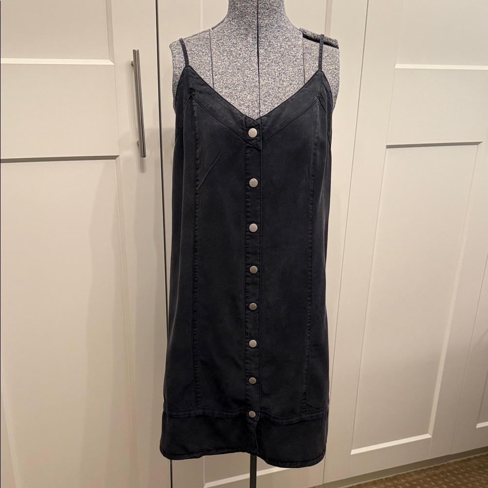 Vince Camuto Black Snap-Front Mini Dress adjustable straps small